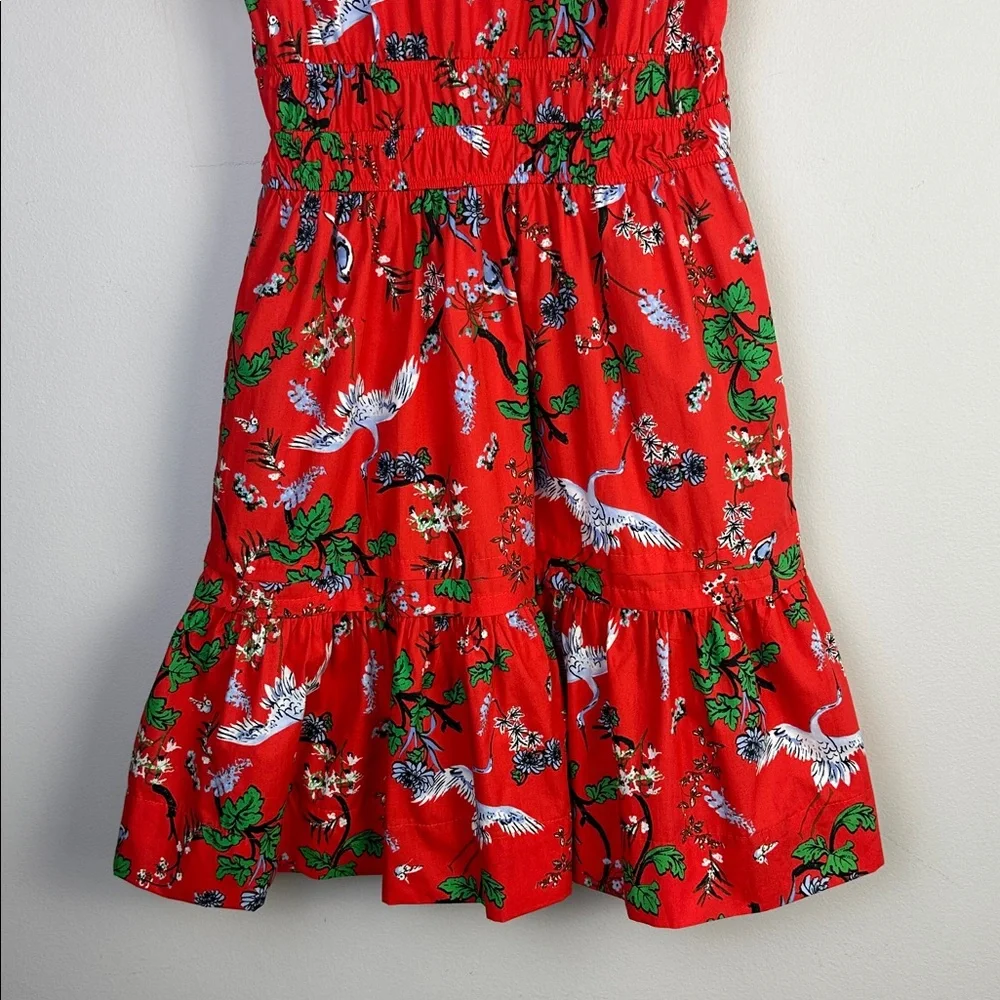 NEW Anthropologie Somerset Mini Cotton Dress Red Bird Floral Print Pockets XXS - Picture 13 of 16